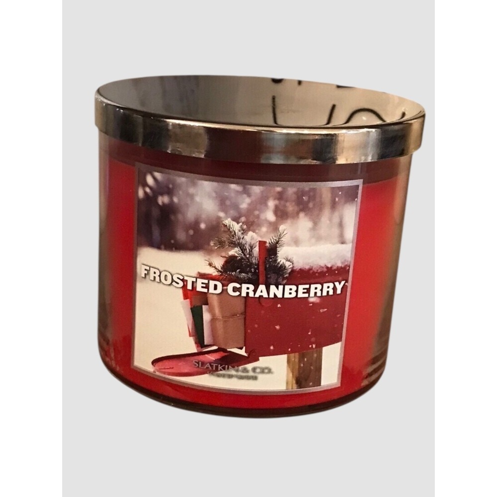 New VTG Bath & Body Works FROSTED CRANBERRY 3 Wick 14.5 oz Candle SLATKIN